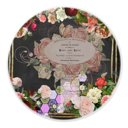 みすぼらしいシックなコラフランスのージ、シック、カントリーの素朴な、fl セラミックノブ (正面)