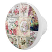 みすぼらしいシックなコラージュビクトリアン、カントリー、デコページ、モ セラミックノブ (右)