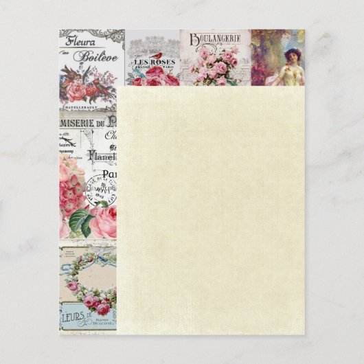 みすぼらしいシックなコラージュビクトリアン、カントリー、デコページ、モ チラシ (裏面)