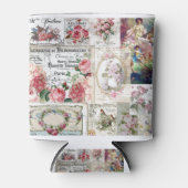 みすぼらしいシックなコラージュビクトリアン、カントリー、デコページ 缶クーラー (正面)