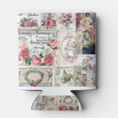 みすぼらしいシックなコラージュビクトリアン、カントリー、デコページ 缶クーラー (裏面)