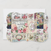 みすぼらしいシックなコラージュビクトリアン、カントリー、デコページ、b セーブザデート (正面)