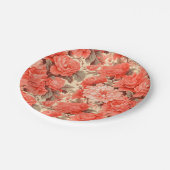 みすぼらしいシックなサンゴの花 ペーパープレート (アングル)