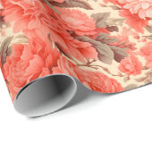 みすぼらしいシックなサンゴの花 ラッピングペーパー (ロールコーナー)