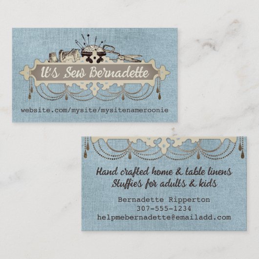 みすぼらしいシックなシャンデリア裁縫シザーズビズカード 名刺 (正面/裏面)