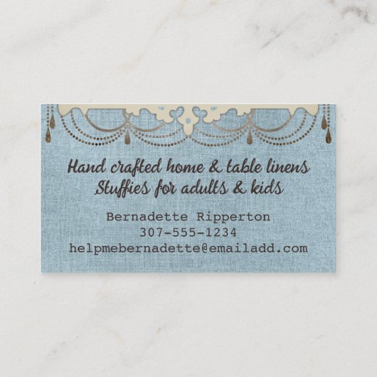 みすぼらしいシックなシャンデリア裁縫シザーズビズカード 名刺 (裏面)