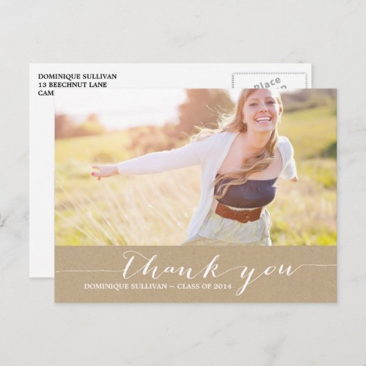 みすぼらしいシックなスクリプト卒業ありがとうポストカード ポストカード (正面/裏面)