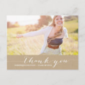 みすぼらしいシックなスクリプト卒業ありがとうポストカード ポストカード (正面)