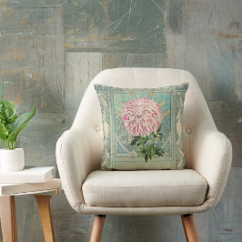みすぼらしいシックなターコイズピンクのフローラクリスタンセム クッション