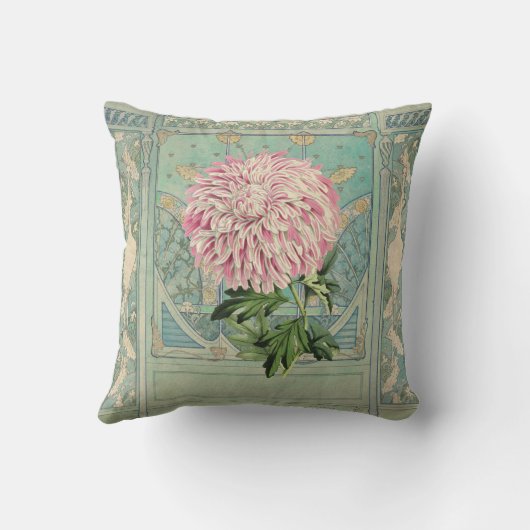 みすぼらしいシックなターコイズピンクのフローラクリスタンセム クッション (裏面)
