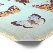 みすぼらしいシックなターコイズ蝶のポスター ポスター (角)