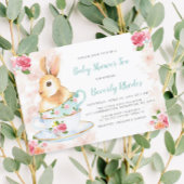 みすぼらしいシックなバニーベビーシャワーティーパーティー 招待状