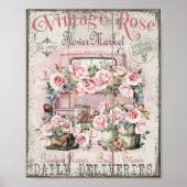 みすぼらしいシックなバラが花市場のポスターを拾う ポスター (正面)