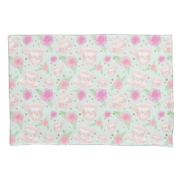 みすぼらしいシックなバラティーカップパターン 枕カバー