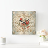 みすぼらしいシックなバラヴィンテージ スクエア壁時計 (ホーム)