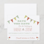 みすぼらしいシックなバンティングが日付を保存 セーブザデート (正面/裏面)