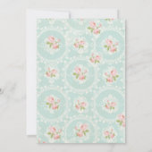 みすぼらしいシックなバーラップ&レースガールベビーシャワー 招待状 (裏面)