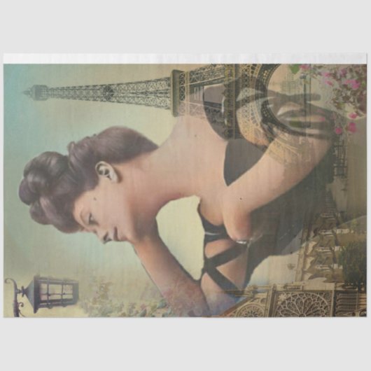 みすぼらしいシックなパリの女性シリーズデザイン6ティシュ 薄葉紙 (正面)