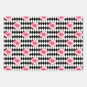 みすぼらしいシックなピンクとブラックのバラ縞模様 ラッピングペーパーシート (正面3)