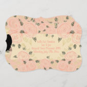 みすぼらしいシックなピンクと桃の花の招待状 招待状 (正面/裏面)