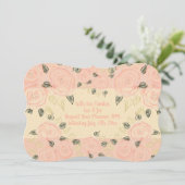 みすぼらしいシックなピンクと桃の花の招待状 招待状 (スタンド正面)