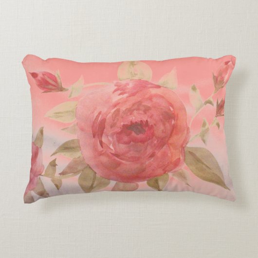 みすぼらしいシックなピンクのサンゴの水色 アクセントクッション (正面)