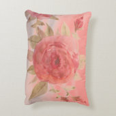 みすぼらしいシックなピンクのサンゴの水色 アクセントクッション (裏面(縦))