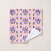 みすぼらしいシックなピンクのスポットフローラ花タオルセット バスタオルセット (ウォッシュタオル)