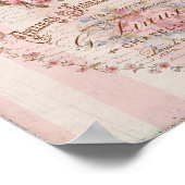 みすぼらしいシックなピンクのバラのキューピッドフランスのスクリプトのポスター ポスター (角)