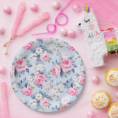 みすぼらしいシックなピンクのバラのシームレスパターン ペーパープレート (パーティー)