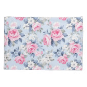 みすぼらしいシックなピンクのバラのシームレスパターン 枕カバー (裏面)