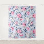 みすぼらしいシックなピンクのバラの模様 タペストリー (正面)