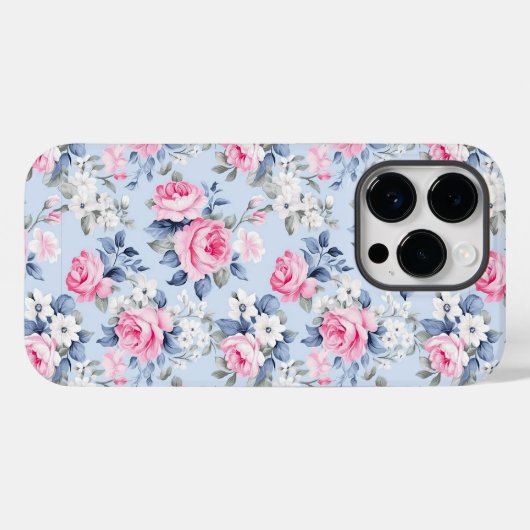 みすぼらしいシックなピンクのバラの模様 Case-Mate iPhoneケース (裏面 (横))