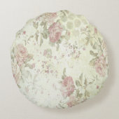 みすぼらしいシックなピンクのバラフローラ丸い枕 ラウンドクッション (裏面)