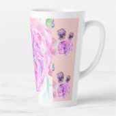 みすぼらしいシックなピンクのバラフローラ花スポットバラ カフェラテマグ (右)