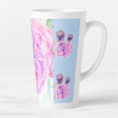 みすぼらしいシックなピンクのバラフローラ花スポットバラ カフェラテマグ (右)