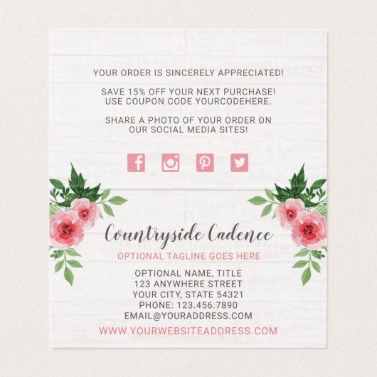 みすぼらしいシックなピンクのバラ素朴ズオンカントリーサンキュー (内部フラット)