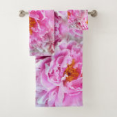 みすぼらしいシックなピンクのパステルピンクの牡丹 バスタオルセット (インサイチュ)