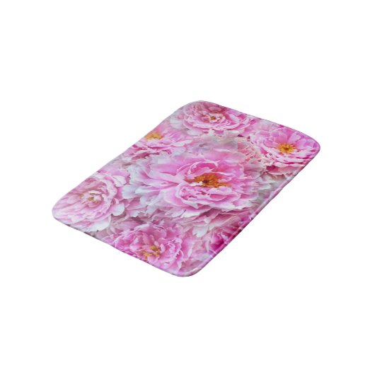 みすぼらしいシックなピンクのパステルピンクの牡丹 バスマット (アングル)