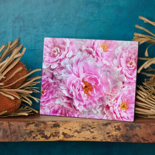 みすぼらしいシックなピンクのパステルピンクの牡丹 フォトプラーク (側面)