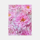 みすぼらしいシックなピンクのパステルピンクの牡丹 フリースブランケット (正面)