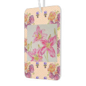 みすぼらしいシックなピンクのリリーフローラフラワーギンガムバラ カーエアーフレッシュナー (左)