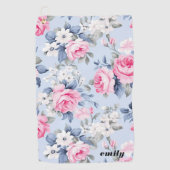 みすぼらしいシックなピンクのヴィンテージバラパターン ゴルフタオル (正面)