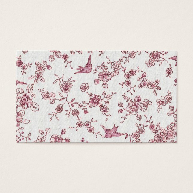 みすぼらしいシックなピンクのヴィンテージ鳥の花柄 (正面)