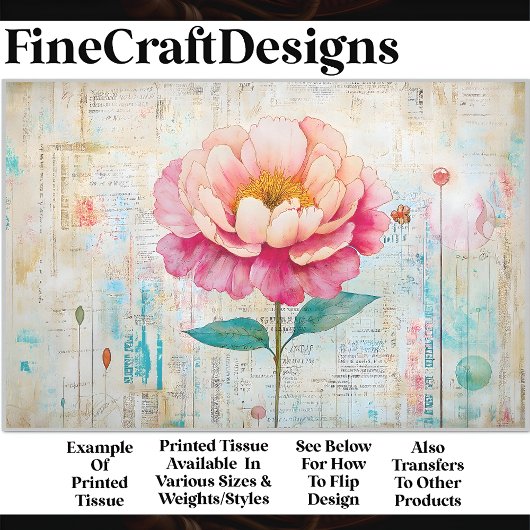 みすぼらしいシックなピンクの牡丹の水色S9デコページ 薄葉紙