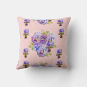 みすぼらしいシックなピンクの花柄の花のクッション クッション (裏面)