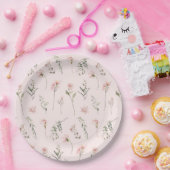 みすぼらしいシックなピンクの野草セージ緑 ペーパープレート (パーティー)