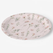 みすぼらしいシックなピンクの野草セージ緑 ペーパープレート (アングル)