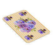 みすぼらしいシックなピンクパンジーフローライエローストライプマグネット マグネット (右側)