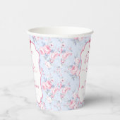 みすぼらしいシックなピンクボウ女の子の赤ちゃんシャワー 紙コップ (右)